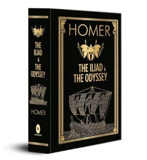 Classic edition of Homer's The Iliad and The Odyssey with ornate cover design.