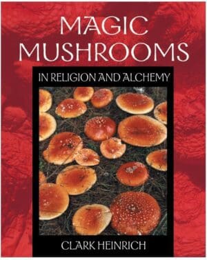 Book cover featuring magic mushrooms in religious and alchemical contexts.
