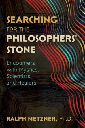 Book cover titled 'Seeking for the Philosopher's Stone' with a colorful wave design.