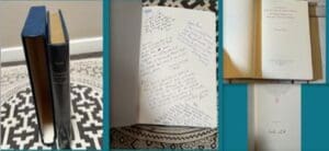 A page filled with handwritten notes and messages.